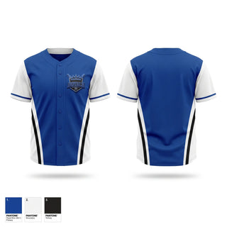 Full Button Baseball Jersey, Royals, Baseball, Teamtime, Team time, sublimation, custom sports apparel, team uniforms, spirit wear, spiritwear, sports uniforms, custom shirts, team store, custom team store, fundraiser sports, apparel fundraiser