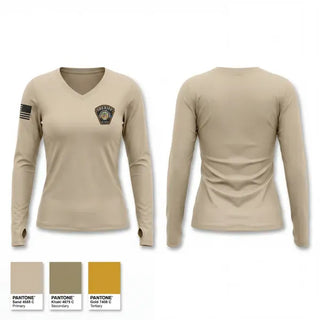 Womens Long Sleeve Vneck Shirt, Sheriff department, Police, Teamtime, Team time, sublimation, custom sports apparel, team uniforms, spirit wear, spiritwear, sports uniforms, custom shirts, team store, custom team store, fundraiser sports, apparel fundraiser