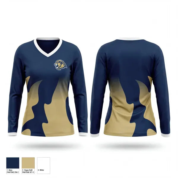 Womens Long Sleeve Vneck Shirt, Loganville Christian Lady Lions, Women's Basketball, Teamtime, Team time, sublimation, custom sports apparel, team uniforms, spirit wear, spiritwear, sports uniforms, custom shirts, team store, custom team store, fundraiser sports, apparel fundraiser