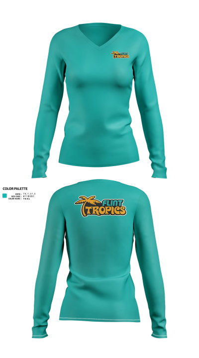 Flint Tropics 27961278 Women's Long Sleeve V-neck Shirt - 21
