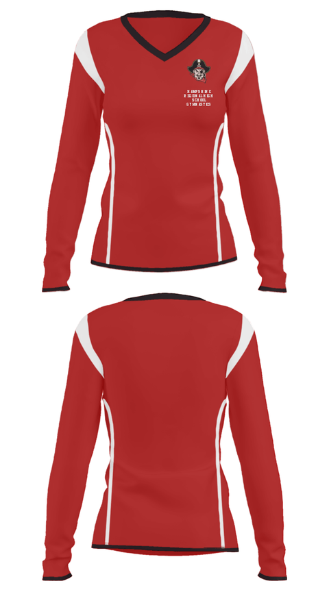 Women's Long Sleeve Vneck Shirt, Hampshire Regional High School Gymnastics, Spirit Store, Teamtime, Team time, sublimation, custom sports apparel, team uniforms, spirit wear, spiritwear, sports uniforms, custom shirts, team store, custom team store, fundraiser sports, apparel fundraiser