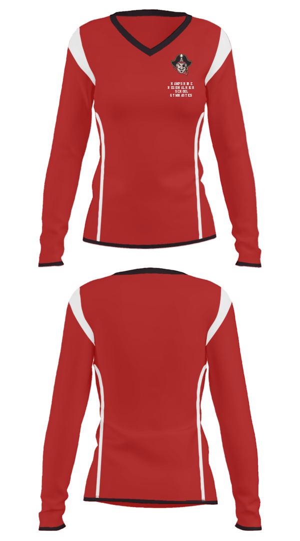 Women's Long Sleeve Vneck Shirt, Hampshire Regional High School Gymnastics, Spirit Store, Teamtime, Team time, sublimation, custom sports apparel, team uniforms, spirit wear, spiritwear, sports uniforms, custom shirts, team store, custom team store, fundraiser sports, apparel fundraiser