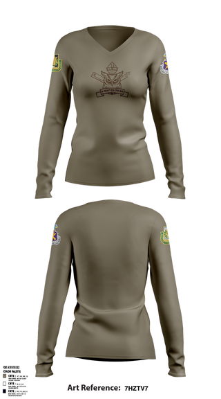 Womens Long Sleeve Vneck Shirt, 4th/104th BN (CA/PO), , Teamtime, Team time, sublimation, custom sports apparel, team uniforms, spirit wear, spiritwear, sports uniforms, custom shirts, team store, custom team store, fundraiser sports, apparel fundraiser