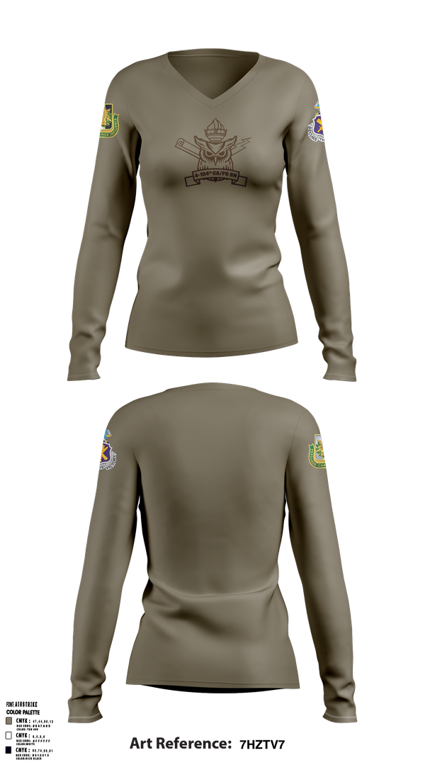 Womens Long Sleeve Vneck Shirt, 4th/104th BN (CA/PO), , Teamtime, Team time, sublimation, custom sports apparel, team uniforms, spirit wear, spiritwear, sports uniforms, custom shirts, team store, custom team store, fundraiser sports, apparel fundraiser