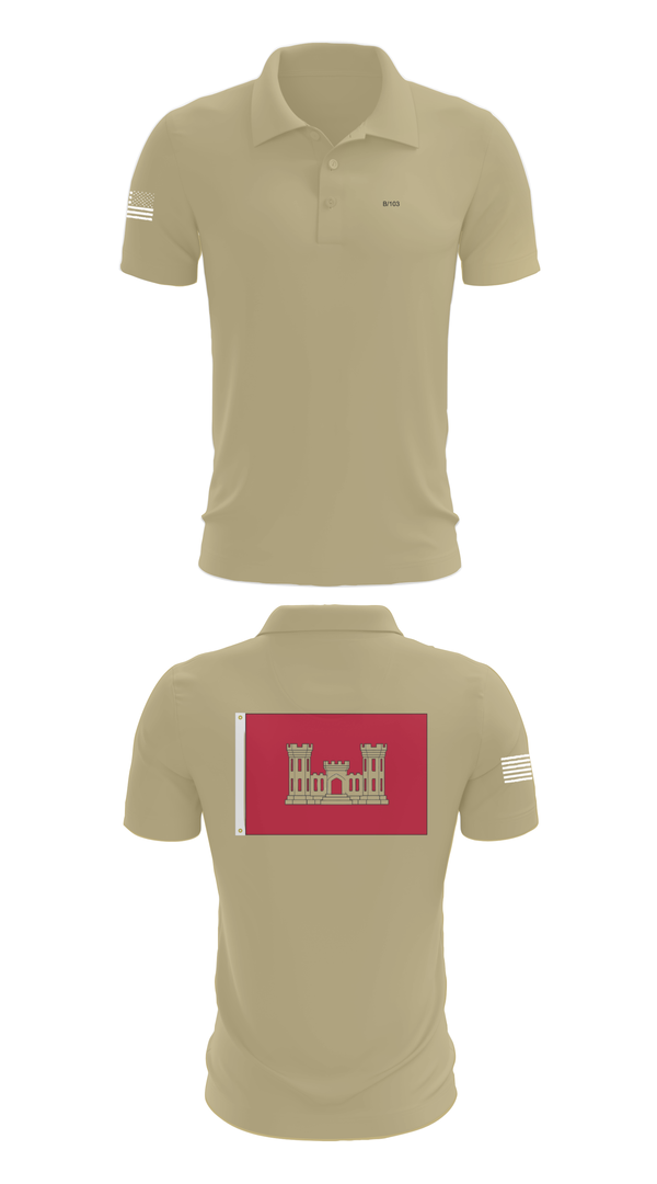 Short Sleeve Performance Polo, B 103 EN BN, National Guard, Teamtime, Team time, sublimation, custom sports apparel, team uniforms, spirit wear, spiritwear, sports uniforms, custom shirts, team store, custom team store, fundraiser sports, apparel fundraiser