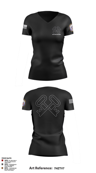 Womens Short Sleeve Vneck Shirt, Uss San Antonio, Navy, Teamtime, Team time, sublimation, custom sports apparel, team uniforms, spirit wear, spiritwear, sports uniforms, custom shirts, team store, custom team store, fundraiser sports, apparel fundraiser