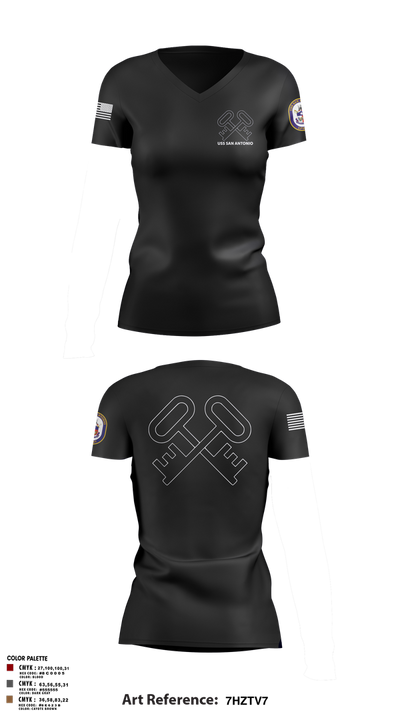 Uss San Antonio Women's Short Sleeve V-neck Shirt - 3