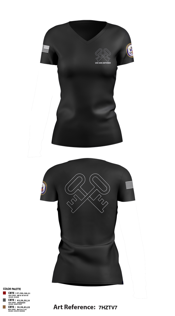 Womens Short Sleeve Vneck Shirt, Uss San Antonio, Navy, Teamtime, Team time, sublimation, custom sports apparel, team uniforms, spirit wear, spiritwear, sports uniforms, custom shirts, team store, custom team store, fundraiser sports, apparel fundraiser