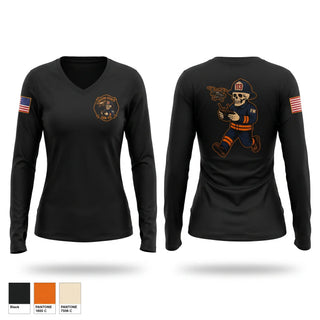 Womens Long Sleeve Vneck Shirt, Gaston County Emergency Management and Fire Services, Fire Department, Teamtime, Team time, sublimation, custom sports apparel, team uniforms, spirit wear, spiritwear, sports uniforms, custom shirts, team store, custom team store, fundraiser sports, apparel fundraiser