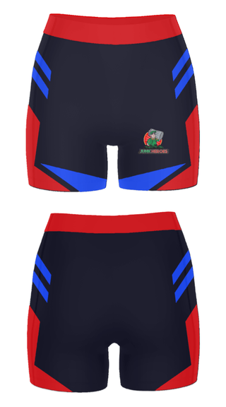 Women's Compression Shorts, Junk Heroes, , Teamtime, Team time, sublimation, custom sports apparel, team uniforms, spirit wear, spiritwear, sports uniforms, custom shirts, team store, custom team store, fundraiser sports, apparel fundraiser