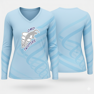 Womens Long Sleeve Vneck Shirt, Central Mass Diving, Spirit Store, Teamtime, Team time, sublimation, custom sports apparel, team uniforms, spirit wear, spiritwear, sports uniforms, custom shirts, team store, custom team store, fundraiser sports, apparel fundraiser