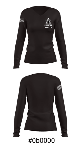 Women's Long Sleeve Vneck Shirt, Agate Elementary School, Spirit Store, Teamtime, Team time, sublimation, custom sports apparel, team uniforms, spirit wear, spiritwear, sports uniforms, custom shirts, team store, custom team store, fundraiser sports, apparel fundraiser