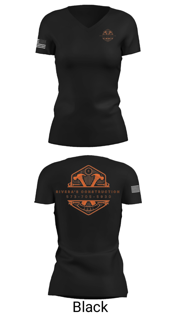 Women's Short Sleeve Vneck Shirt, Rivera's Construction, , Teamtime, Team time, sublimation, custom sports apparel, team uniforms, spirit wear, spiritwear, sports uniforms, custom shirts, team store, custom team store, fundraiser sports, apparel fundraiser