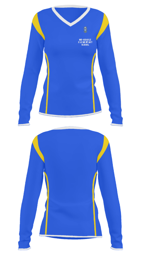 Women's Long Sleeve Vneck Shirt, Mio-Ausable Elementary School, Spirit Store, Teamtime, Team time, sublimation, custom sports apparel, team uniforms, spirit wear, spiritwear, sports uniforms, custom shirts, team store, custom team store, fundraiser sports, apparel fundraiser