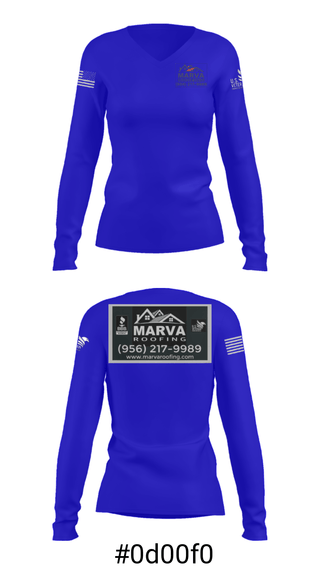 Women's Long Sleeve Vneck Shirt, Marva Roofing, , Teamtime, Team time, sublimation, custom sports apparel, team uniforms, spirit wear, spiritwear, sports uniforms, custom shirts, team store, custom team store, fundraiser sports, apparel fundraiser