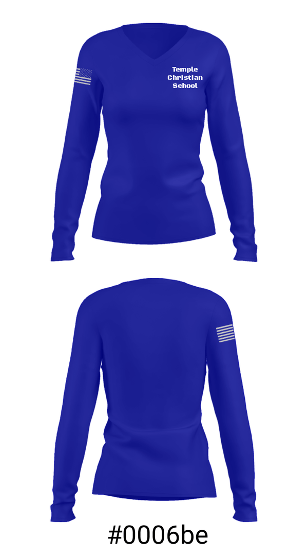 Women's Long Sleeve Vneck Shirt, Temple Christian School, Spirit Store, Teamtime, Team time, sublimation, custom sports apparel, team uniforms, spirit wear, spiritwear, sports uniforms, custom shirts, team store, custom team store, fundraiser sports, apparel fundraiser