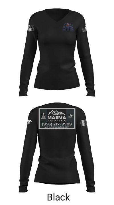 Marva Roofing 1081209 Women's Long Sleeve V-neck Shirt - 13