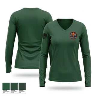 Womens Long Sleeve Vneck Shirt, Timberline Fire Suppression, Fire Department, Teamtime, Team time, sublimation, custom sports apparel, team uniforms, spirit wear, spiritwear, sports uniforms, custom shirts, team store, custom team store, fundraiser sports, apparel fundraiser