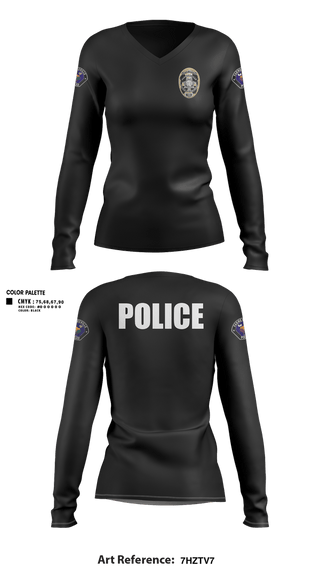 Womens Long Sleeve Vneck Shirt, Farmersville Police, Police, Teamtime, Team time, sublimation, custom sports apparel, team uniforms, spirit wear, spiritwear, sports uniforms, custom shirts, team store, custom team store, fundraiser sports, apparel fundraiser