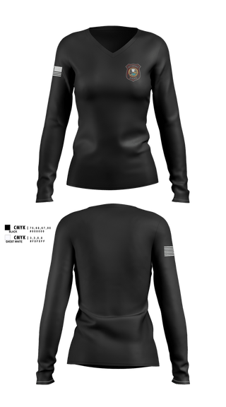 Womens Long Sleeve Vneck Shirt, Acushnet Police Department, Police, Teamtime, Team time, sublimation, custom sports apparel, team uniforms, spirit wear, spiritwear, sports uniforms, custom shirts, team store, custom team store, fundraiser sports, apparel fundraiser