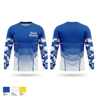 Long Sleeve Performance Shirt, Texas Royals, Baseball, Teamtime, Team time, sublimation, custom sports apparel, team uniforms, spirit wear, spiritwear, sports uniforms, custom shirts, team store, custom team store, fundraiser sports, apparel fundraiser
