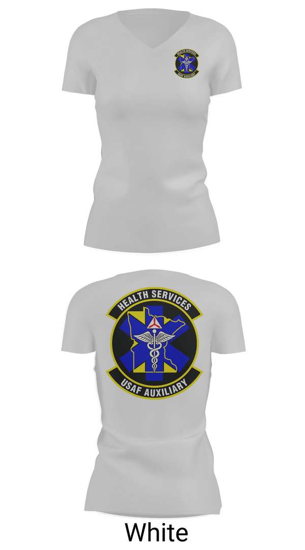Womens Short Sleeve Vneck Shirt, Civil Air Patrol Minnesota Wing Health Service, Air Force, Teamtime, Team time, sublimation, custom sports apparel, team uniforms, spirit wear, spiritwear, sports uniforms, custom shirts, team store, custom team store, fundraiser sports, apparel fundraiser