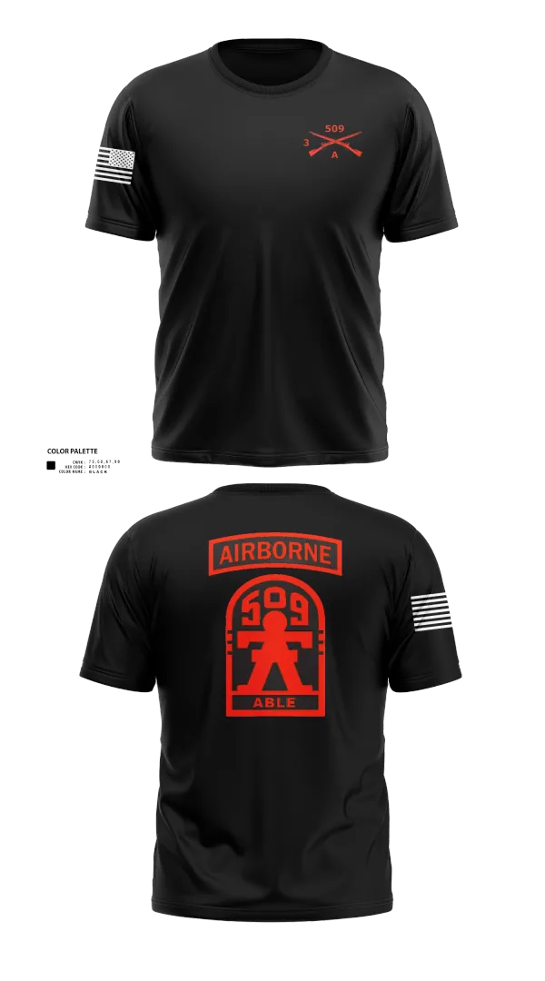 Old School Cotton Feel Shirt, 3-509th Parachute Infantry BN Able Nation, , Teamtime, Team time, sublimation, custom sports apparel, team uniforms, spirit wear, spiritwear, sports uniforms, custom shirts, team store, custom team store, fundraiser sports, apparel fundraiser