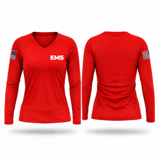 Womens Long Sleeve Vneck Shirt, EMS, EMS/EMT, Teamtime, Team time, sublimation, custom sports apparel, team uniforms, spirit wear, spiritwear, sports uniforms, custom shirts, team store, custom team store, fundraiser sports, apparel fundraiser