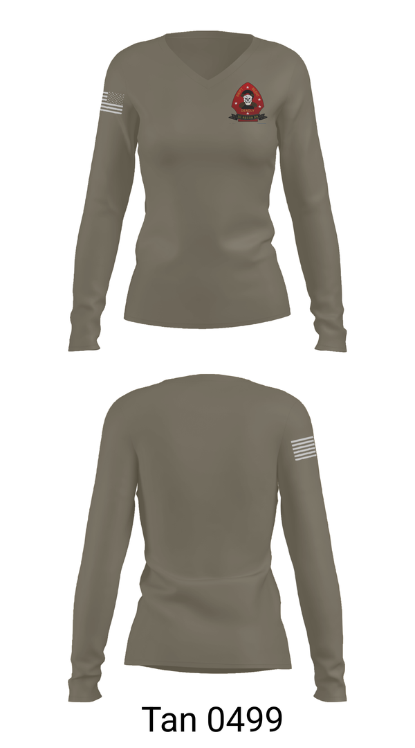 Womens Long Sleeve Vneck Shirt, 2nd Recon Battalion, , Teamtime, Team time, sublimation, custom sports apparel, team uniforms, spirit wear, spiritwear, sports uniforms, custom shirts, team store, custom team store, fundraiser sports, apparel fundraiser