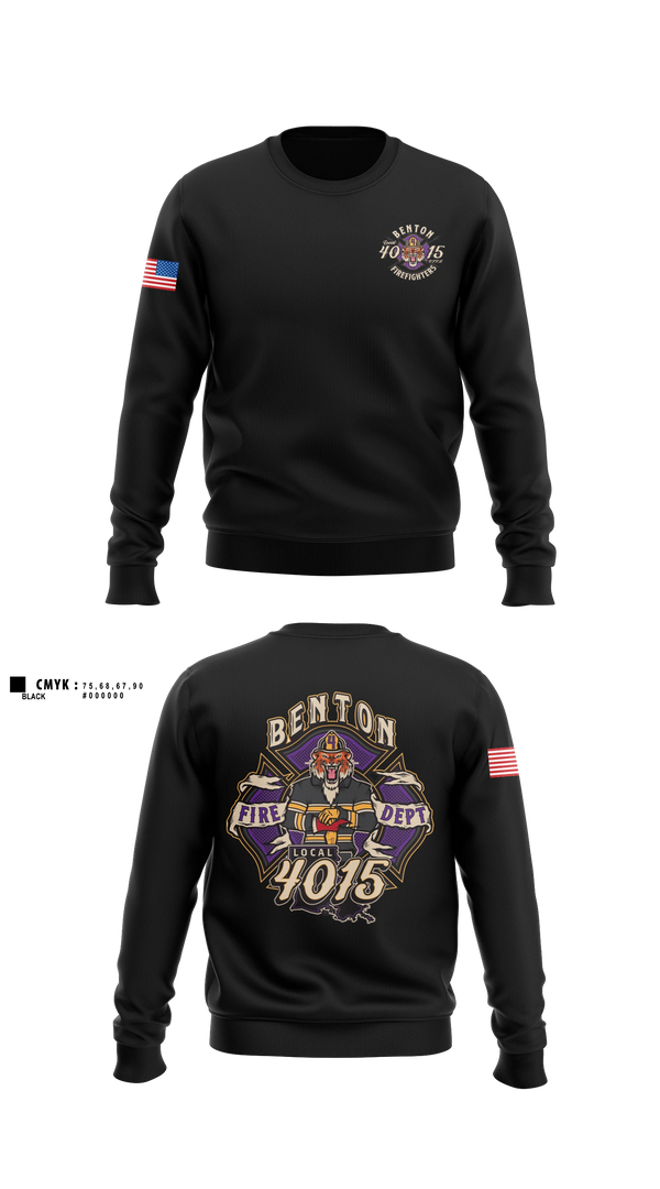 Crew Neck Sweatshirt, Benton Fire, Fire Department, Teamtime, Team time, sublimation, custom sports apparel, team uniforms, spirit wear, spiritwear, sports uniforms, custom shirts, team store, custom team store, fundraiser sports, apparel fundraiser