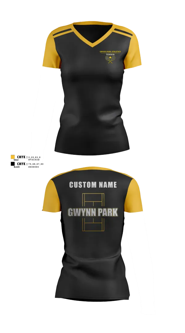 Womens Short Sleeve Vneck Shirt, Gwynn Park High School Tennis, Tennis, Teamtime, Team time, sublimation, custom sports apparel, team uniforms, spirit wear, spiritwear, sports uniforms, custom shirts, team store, custom team store, fundraiser sports, apparel fundraiser