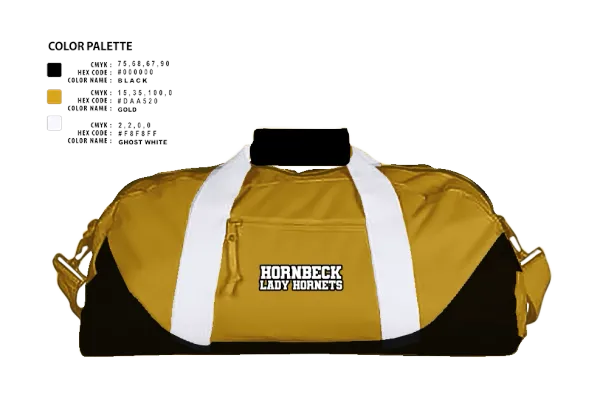 Duffle Bag, Hornbeck Lady Hornets, Softball, Teamtime, Team time, sublimation, custom sports apparel, team uniforms, spirit wear, spiritwear, sports uniforms, custom shirts, team store, custom team store, fundraiser sports, apparel fundraiser