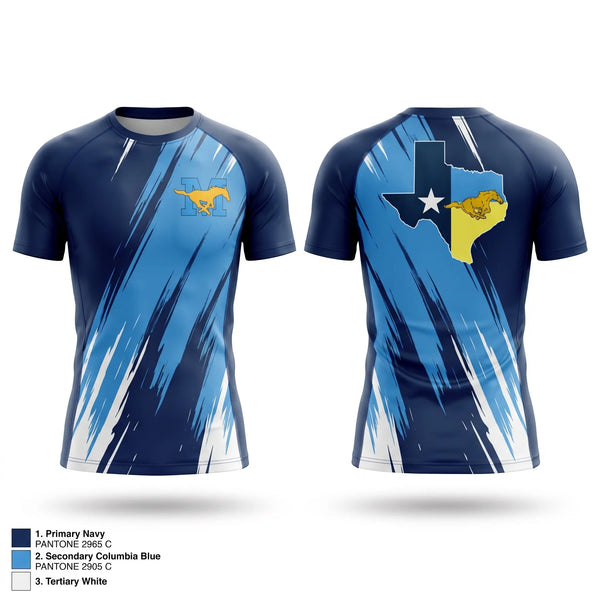 Short Sleeve Rash Guard Shirt, Mustangs, Wrestling, Teamtime, Team time, sublimation, custom sports apparel, team uniforms, spirit wear, spiritwear, sports uniforms, custom shirts, team store, custom team store, fundraiser sports, apparel fundraiser