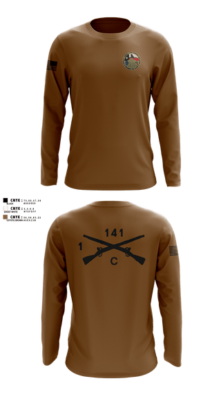 Long Sleeve Performance Shirt, C Co 1-141 IN, Army, Teamtime, Team time, sublimation, custom sports apparel, team uniforms, spirit wear, spiritwear, sports uniforms, custom shirts, team store, custom team store, fundraiser sports, apparel fundraiser