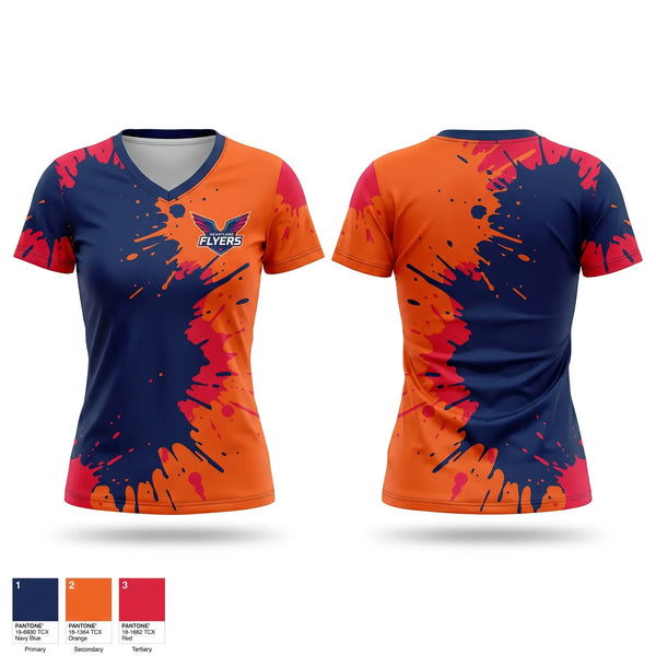 Womens Short Sleeve Vneck Shirt, Heartland Flyers, Track & Field, Teamtime, Team time, sublimation, custom sports apparel, team uniforms, spirit wear, spiritwear, sports uniforms, custom shirts, team store, custom team store, fundraiser sports, apparel fundraiser