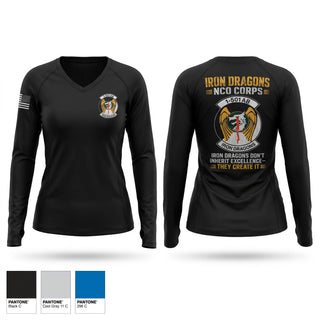 Womens Long Sleeve Vneck Shirt, 1-501st Iron Dragons NCO Corps, Army, Teamtime, Team time, sublimation, custom sports apparel, team uniforms, spirit wear, spiritwear, sports uniforms, custom shirts, team store, custom team store, fundraiser sports, apparel fundraiser