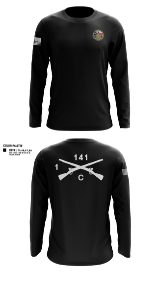 Long Sleeve Performance Shirt, C Co 1-141 IN, Army, Teamtime, Team time, sublimation, custom sports apparel, team uniforms, spirit wear, spiritwear, sports uniforms, custom shirts, team store, custom team store, fundraiser sports, apparel fundraiser