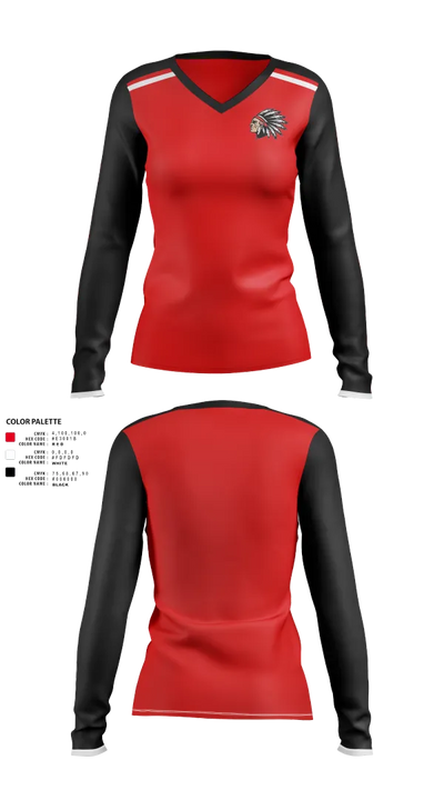 Social Circle Cheer 32565399 Women's Long Sleeve V-neck Shirt - 100