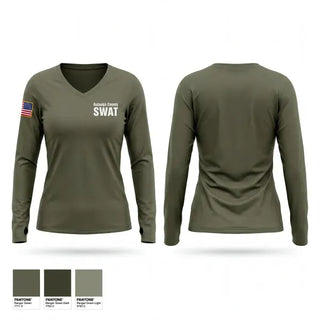 Womens Long Sleeve Vneck Shirt, Autauga County SWAT, Police, Teamtime, Team time, sublimation, custom sports apparel, team uniforms, spirit wear, spiritwear, sports uniforms, custom shirts, team store, custom team store, fundraiser sports, apparel fundraiser