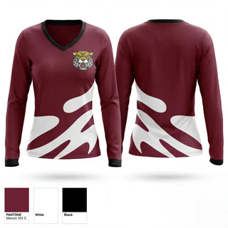 Womens Long Sleeve Vneck Shirt, Valley view bobcats, Men's Basketball, Teamtime, Team time, sublimation, custom sports apparel, team uniforms, spirit wear, spiritwear, sports uniforms, custom shirts, team store, custom team store, fundraiser sports, apparel fundraiser