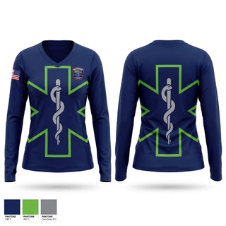 Womens Long Sleeve Vneck Shirt, Bolingbrook Park District EMS, EMS/EMT, Teamtime, Team time, sublimation, custom sports apparel, team uniforms, spirit wear, spiritwear, sports uniforms, custom shirts, team store, custom team store, fundraiser sports, apparel fundraiser