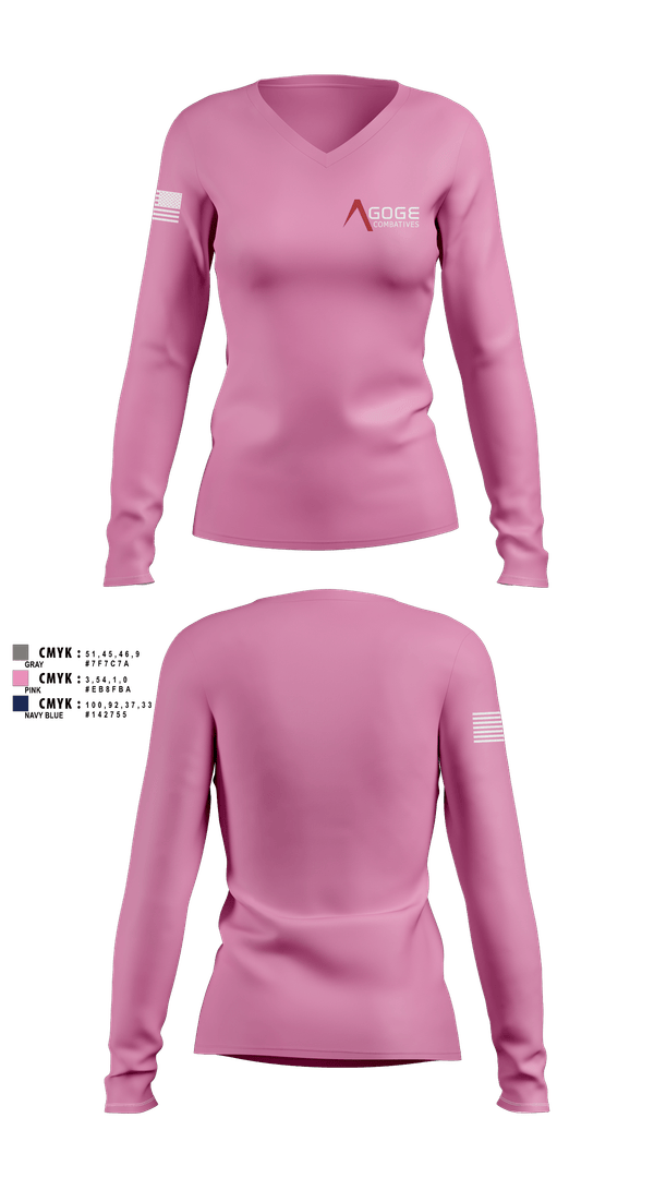 Womens Long Sleeve Vneck Shirt, Agoge Combatives, , Teamtime, Team time, sublimation, custom sports apparel, team uniforms, spirit wear, spiritwear, sports uniforms, custom shirts, team store, custom team store, fundraiser sports, apparel fundraiser
