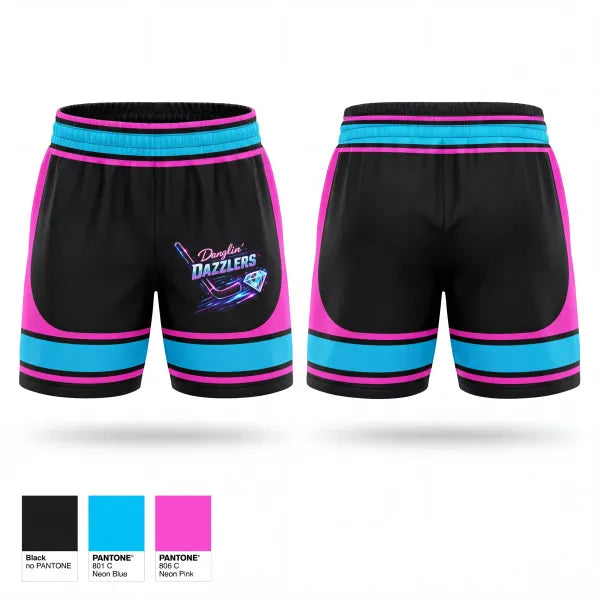 Womens Shorts, Danglin’ Dazzlers, Ice Hockey, Teamtime, Team time, sublimation, custom sports apparel, team uniforms, spirit wear, spiritwear, sports uniforms, custom shirts, team store, custom team store, fundraiser sports, apparel fundraiser