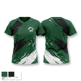 Two Button Softball Jersey, Polo Middle School Girls Softball, Softball, Teamtime, Team time, sublimation, custom sports apparel, team uniforms, spirit wear, spiritwear, sports uniforms, custom shirts, team store, custom team store, fundraiser sports, apparel fundraiser