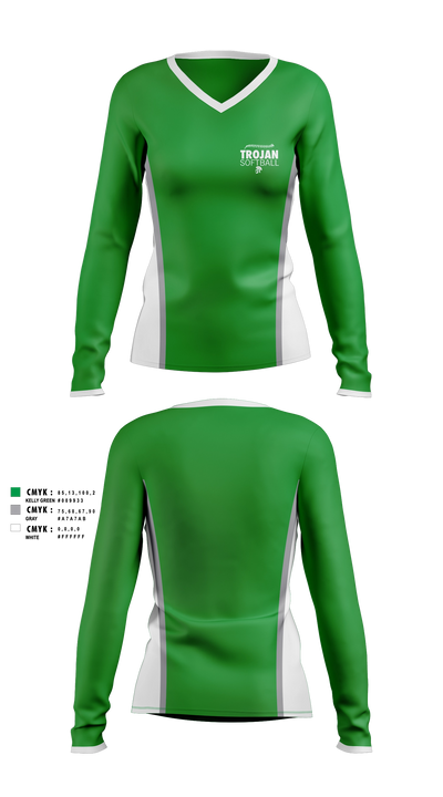 New Castle Trojans Women's Long Sleeve V-neck Shirt - 3