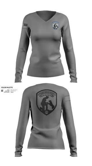 Womens Long Sleeve Vneck Shirt, Police Helping Paws, , Teamtime, Team time, sublimation, custom sports apparel, team uniforms, spirit wear, spiritwear, sports uniforms, custom shirts, team store, custom team store, fundraiser sports, apparel fundraiser