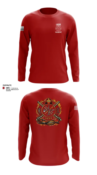 Long Sleeve Performance Shirt, Lucas Volunteer Fire Department, Fire Department, Teamtime, Team time, sublimation, custom sports apparel, team uniforms, spirit wear, spiritwear, sports uniforms, custom shirts, team store, custom team store, fundraiser sports, apparel fundraiser