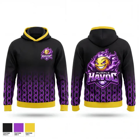 Hoodie, Purple Havoc, Softball, Teamtime, Team time, sublimation, custom sports apparel, team uniforms, spirit wear, spiritwear, sports uniforms, custom shirts, team store, custom team store, fundraiser sports, apparel fundraiser