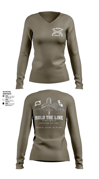 Womens Long Sleeve Vneck Shirt, 192nd MP BN, Army, Teamtime, Team time, sublimation, custom sports apparel, team uniforms, spirit wear, spiritwear, sports uniforms, custom shirts, team store, custom team store, fundraiser sports, apparel fundraiser