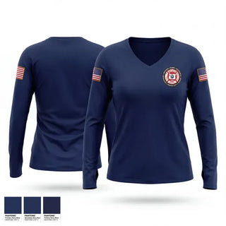 Womens Long Sleeve Vneck Shirt, Nestucca Rural Fire Protection District, Fire Department, Teamtime, Team time, sublimation, custom sports apparel, team uniforms, spirit wear, spiritwear, sports uniforms, custom shirts, team store, custom team store, fundraiser sports, apparel fundraiser